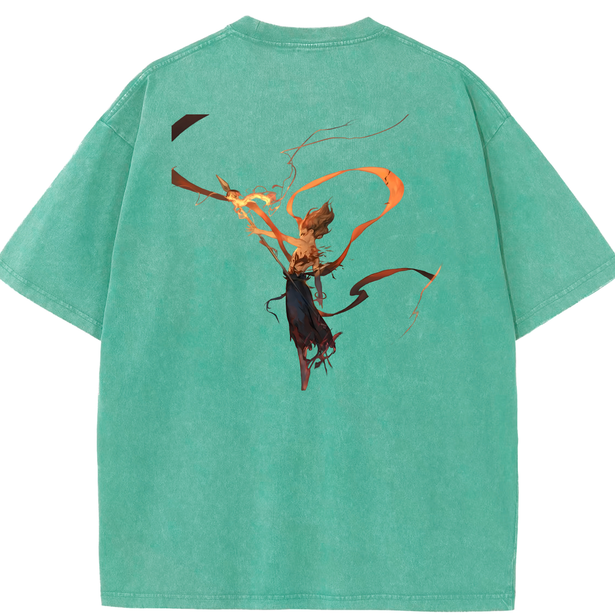 （画像用） Ne Zha 2 ナタ 魔童の大暴れ 綿100% ヴィンテージ風 半袖Tシャツ（背面プリント）